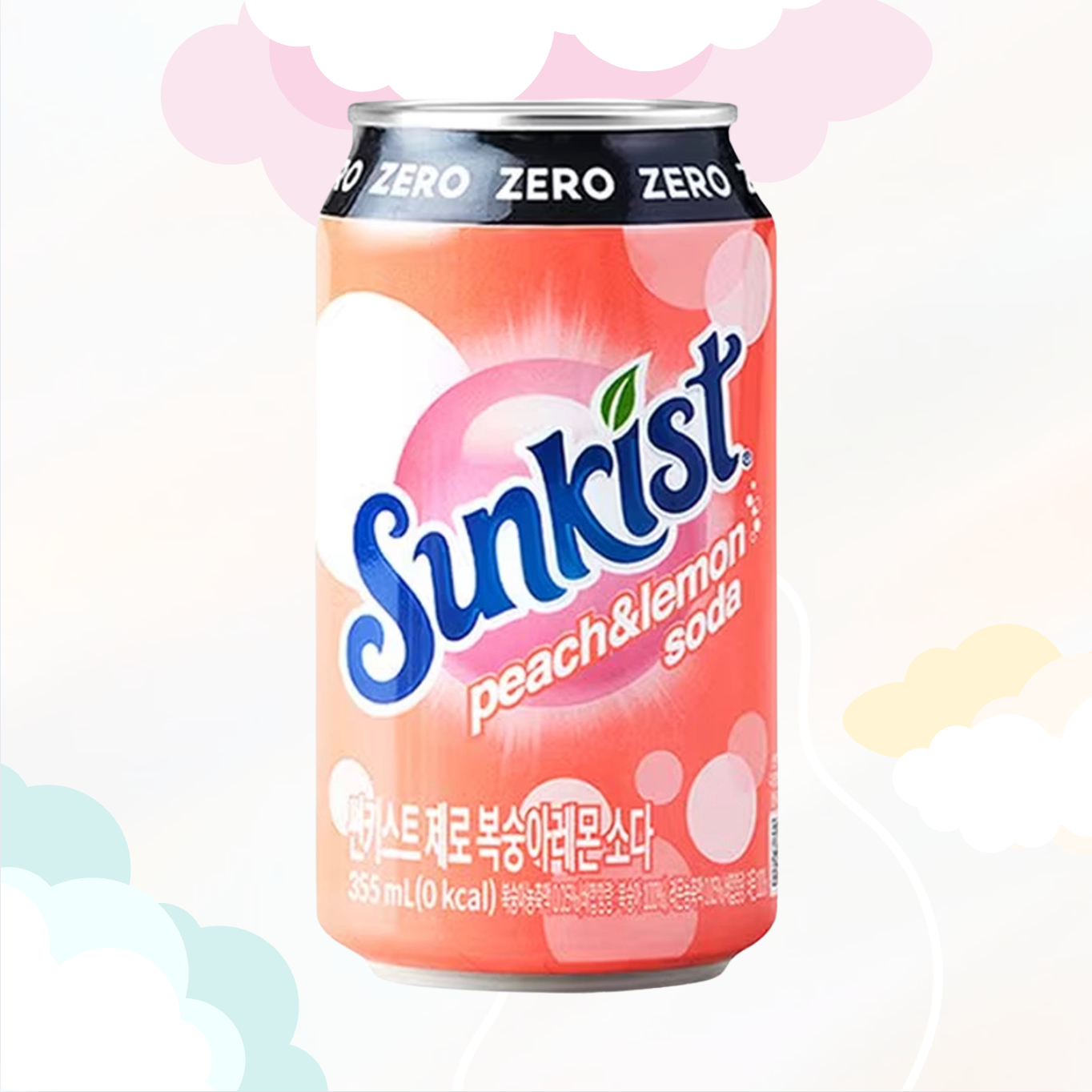Sunkist Zero Peach Lemon Soda Korea 355ml